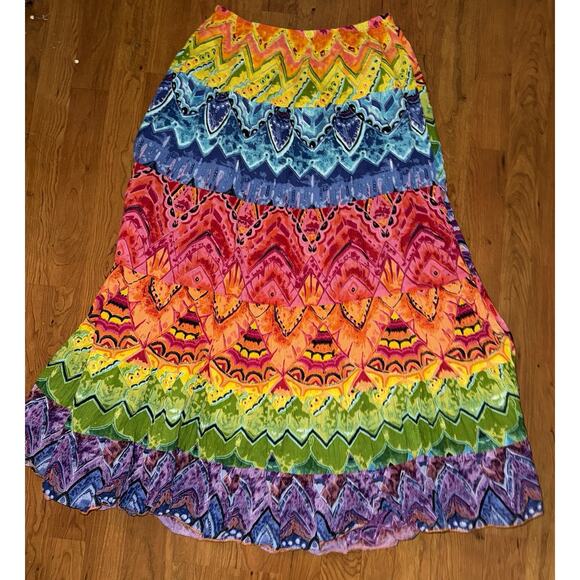 Mystique Aura Boho Hippie Rainbow Sequined Maxi Skirt Festival Medium Unique - Picture 5 of 5